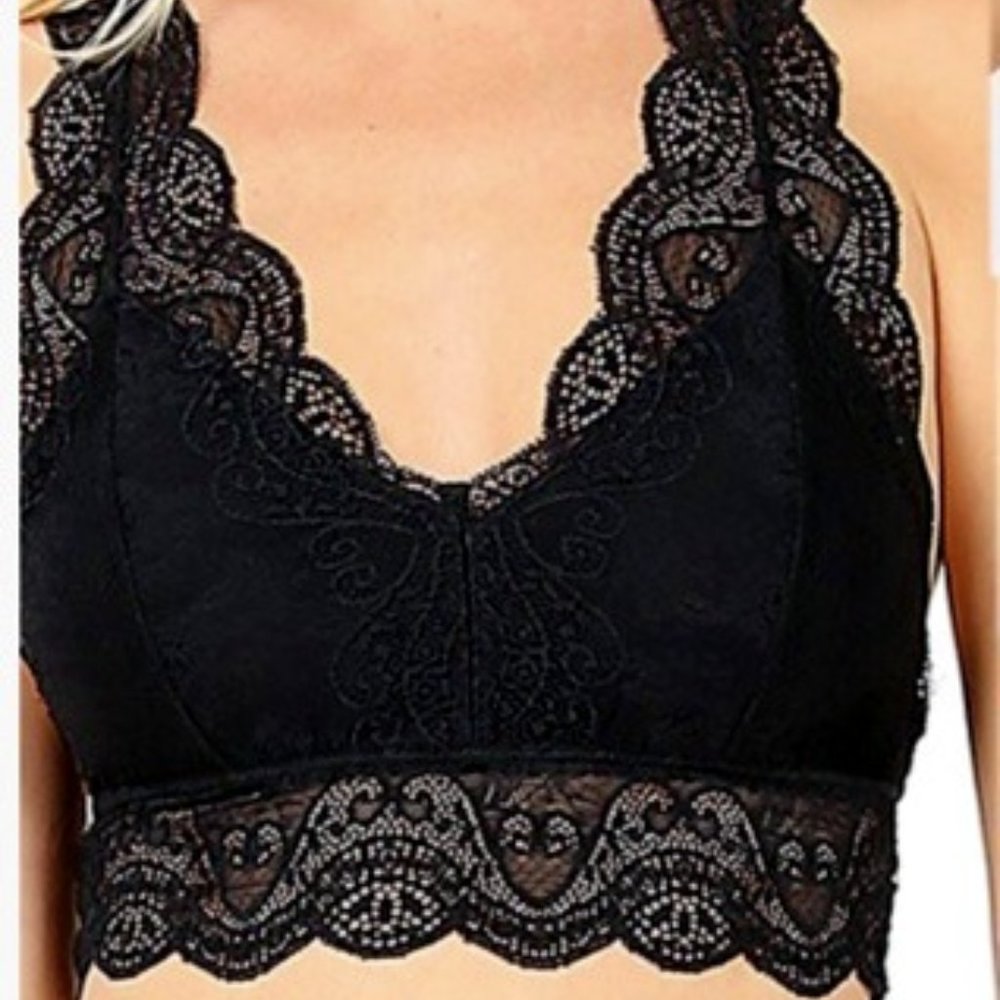 Lace Hourglass Black Back Bralette